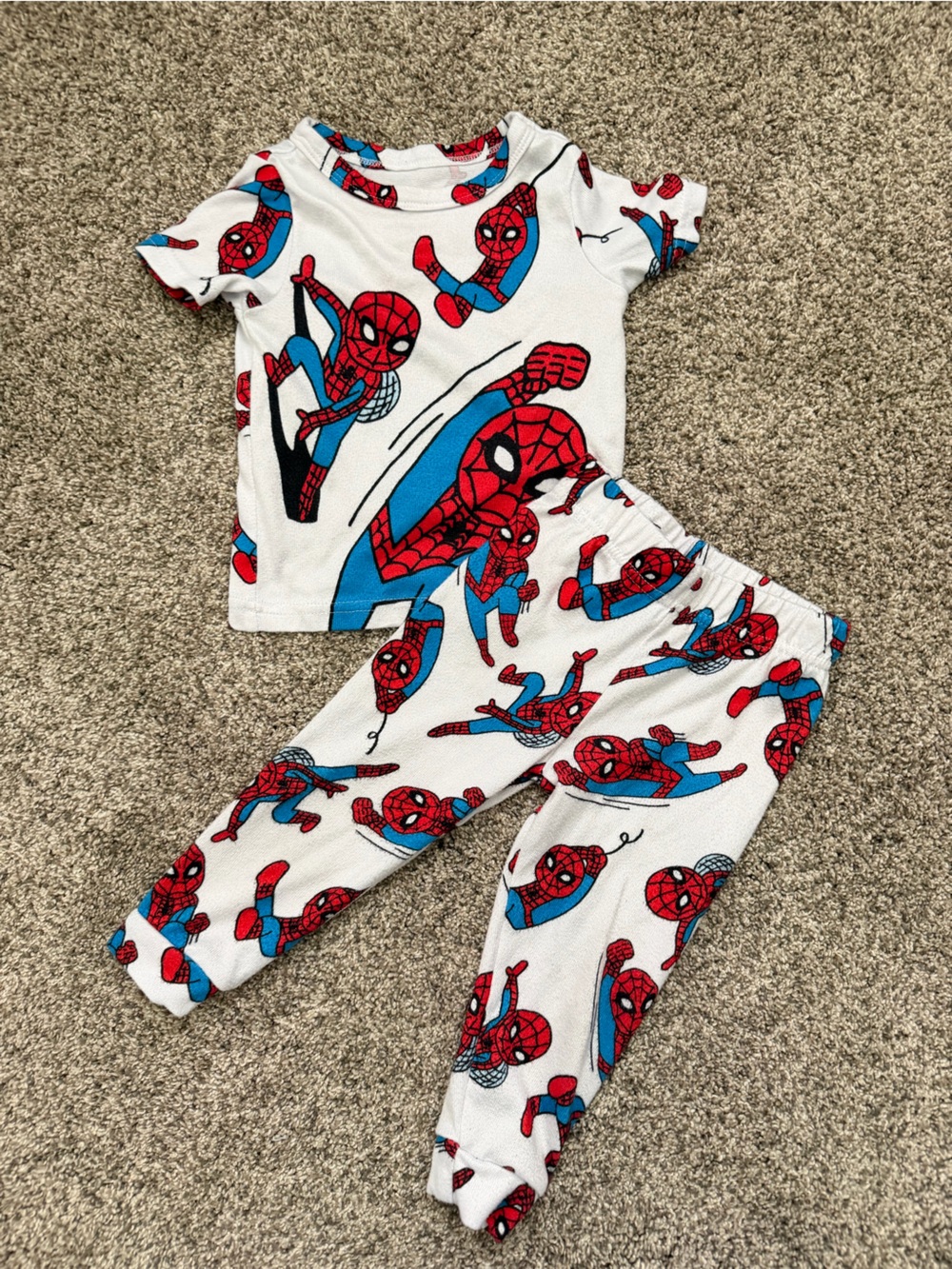 Marvel Kids Pajama Set - White, Red, Blue Spider-Man Print